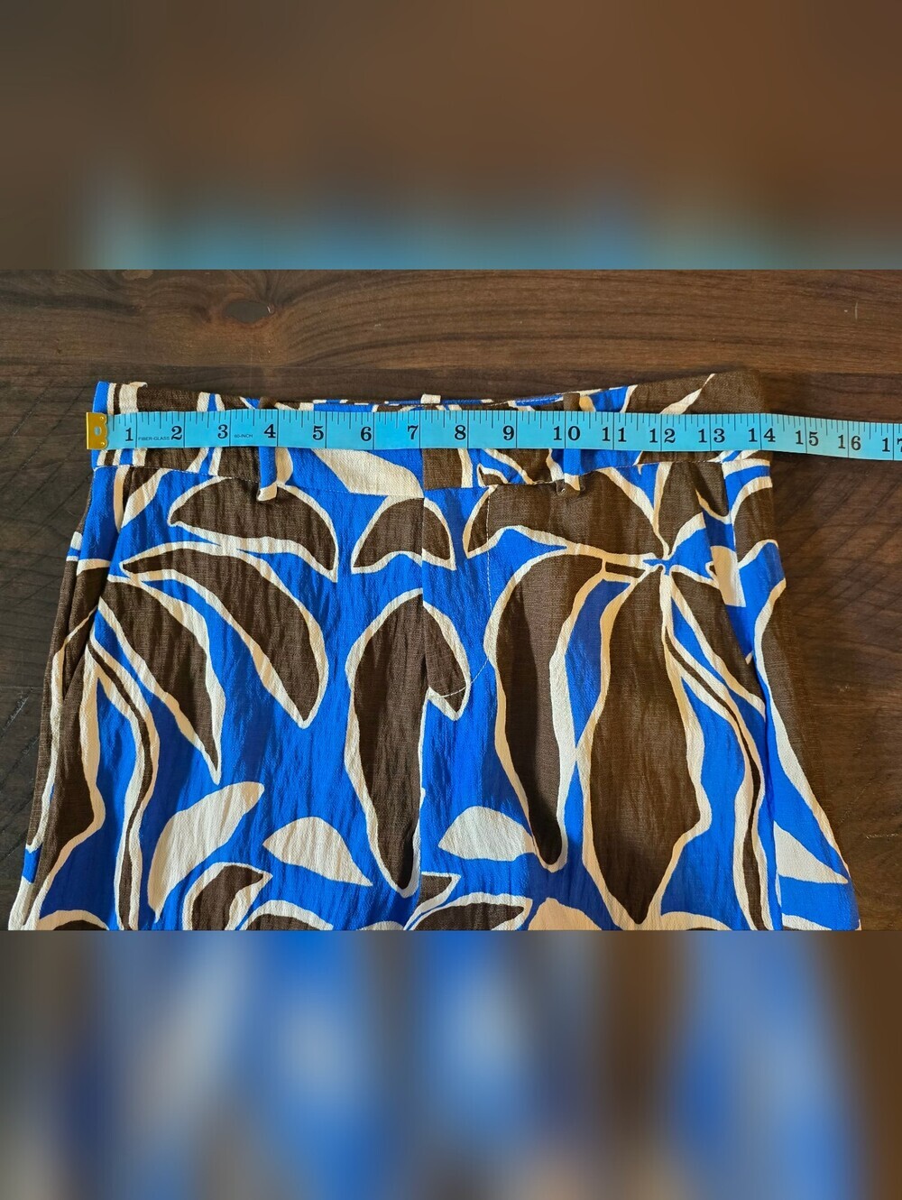 Zara Tropical Palm Print Wide Leg Pants Blue Brown Cream - Size XS - NWOT! - Picture 9 of 15